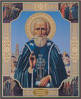 Икона "Святой преподобный Сергий Радонежский, чудотворец" (оргалит, 210х170 мм)