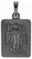 Икона нательная с гайтаном: мельхиор, серебро, прямоугольная "Ангел Хранитель" 