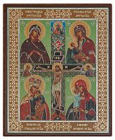 Икона Божией Матери "Четырехчастная" (оргалит, 120х100 мм)