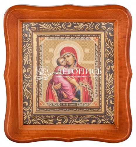 Икона Божией Матери "Владимирская" в фигурной деревянной рамке фото 2