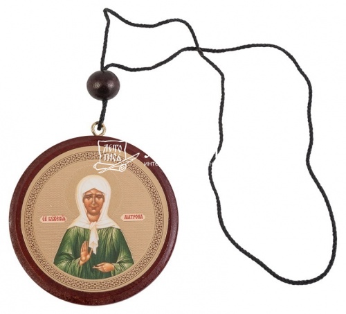 Икона на дереве святитель Николай Чудотворец и святая блаженная Матрона Московская, (подвеска на шнурке, 60х60) фото 2