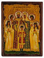 Икона "Святые Царственные Страстотерпцы" на состаренном дереве и холсте (арт. 12845)