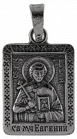 Икона нательная с гайтаном: мельхиор, серебро "Святой Мученник Евгений Севастийский" 