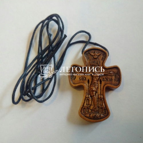 Крест нательный деревянный из груши с гайтаном (арт. 13538) фото 2