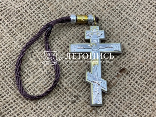 Крест автомобильный подвесной на шнурке цвет серебро (арт. 16936)