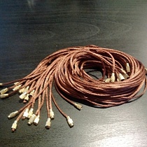 Гайтан шелковый на закрутке (цвет коричневый, 1,5 мм., 60 см., 20 шт)