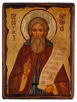 Икона Святой преподобный "Сергий Радонежский" на состаренном дереве и холсте (арт. 12861)