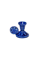 Подсвечник церковный керамический Лилия синий, подсвечник для свечи религиозный, d - 10 мм под свечу