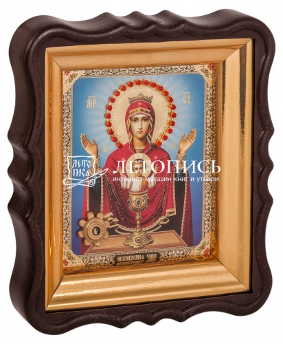 Икона Божией Матери "Неупиваемая Чаша" с мощевиком, в фигурной рамке 
