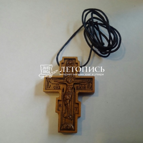 Крест нательный деревянный из груши с гайтаном (арт. 13540) фото 2