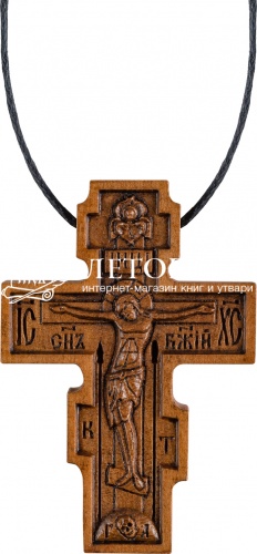 Крест нательный деревянный из груши с гайтаном (арт. 13540)