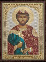 Икона "Святой благоверный Князь Великоморавский Ростислав" (оргалит, 90х60 мм)