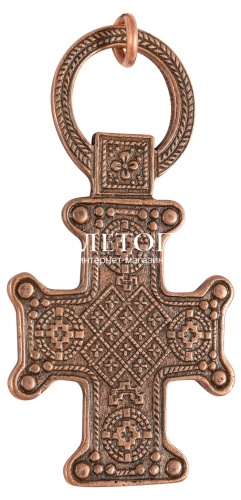Крест-распятие нательный с орнаментом из меди (арт. 10520)