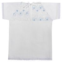 Крестильная рубашка для мальчика от (2 до 3 лет) с голубыми крестами (арт. 13866) 