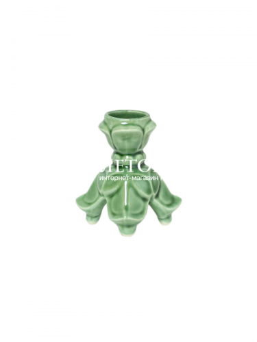 Подсвечник церковный керамический Тюльпан большой зеленый, подсвечник для свечи религиозный, d - 20 мм под свечу