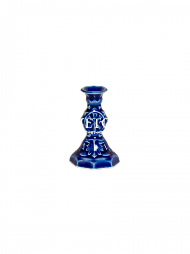 Подсвечник церковный керамический Рождественский синий, подсвечник для свечи религиозный, d - 5 мм под свечу