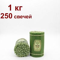 Свечи восковые Медово - янтарные зеленые №100, 1 кг (церковные, содержание пчелиного воска не менее 50%)