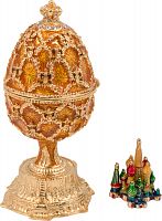 Шкатулка в форме "яйца" со стразами, в подарочной упаковке с миниатюрой храма Василия Блаженного