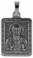 Икона нательная с гайтаном: мельхиор, серебро "Святой Преподобный Сергий Радонежский" 