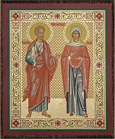 Икона святым праведным Иоакиму и Анне (на дереве с золотым тиснением, 80х60 мм)