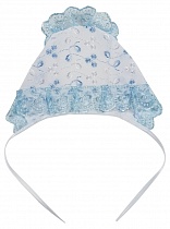 Крестильный набор для мальчика до 1 года, рубашка, чепчик и простынка, с голубой кружевом и вышивкой