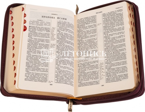 Библия в кожаном переплете на молнии, золотой обрез с указателями (арт. 13093) фото 2