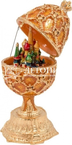 Шкатулка в форме "яйца" со стразами, в подарочной упаковке с миниатюрой храма Василия Блаженного фото 3