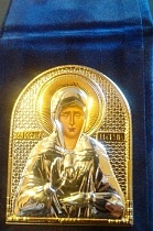 Икона "Святая Блаженная Матрона Московская" (в складном чехле, серебрение, бархат)