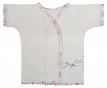 Крестильная Рубашка на запах с кружевом до 1,5 года (арт. 11176)