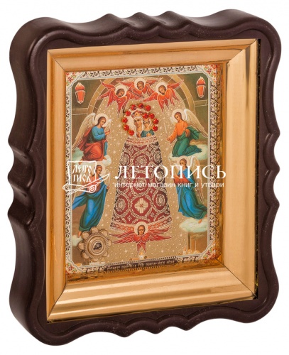 Икона  Божией Матери "Прибавление Ума" с мощевиком, в фигурной рамке 