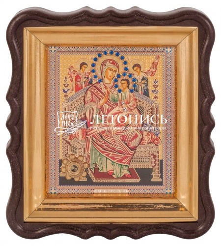Икона Божией Матери "Всецарица" с мощевиком, в фигурной рамке  фото 2