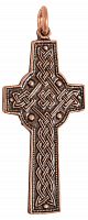 Крест-распятие нательный с четырехременной плетенкой из меди (арт. 10522)