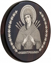 Икона автомобильная Божией Матери "Семистрельная" из обсидиана