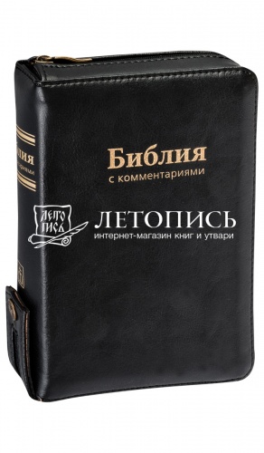 Библия в синодальном переводе, кожаный переплет на молнии (арт.07440)