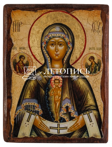 Икона Божией Матери "Помощница в родах" на состаренном дереве и холсте (арт. 12827)