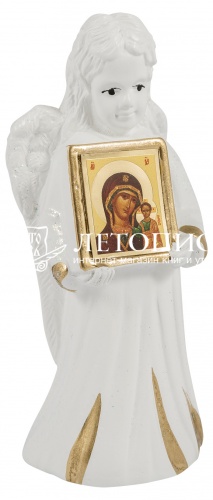 Ангел с иконой "Пресвятая Богородица Казанская" (с блестками, ручная роспись) (арт. 10063)