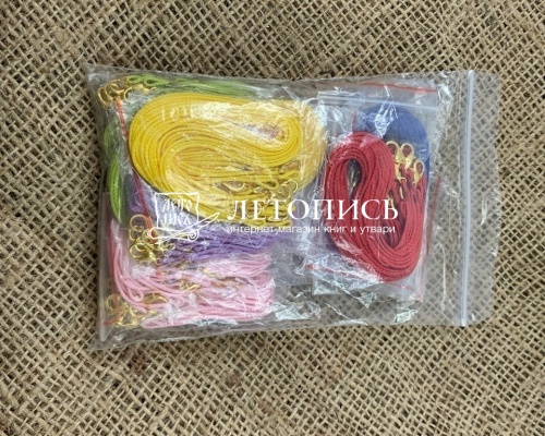 Гайтан хлопчатобумажный на карабине для детей (разноцветный, 1 мм., 45 см., 100 шт) фото 2