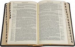 Библия в кожаным переплете, синодальный перевод, золотой обрез с указателями (арт.08524)