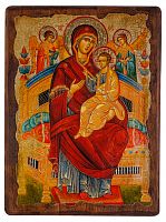 Икона Божией Матери "Всецарица" на состаренном дереве и холсте (арт. 12787)