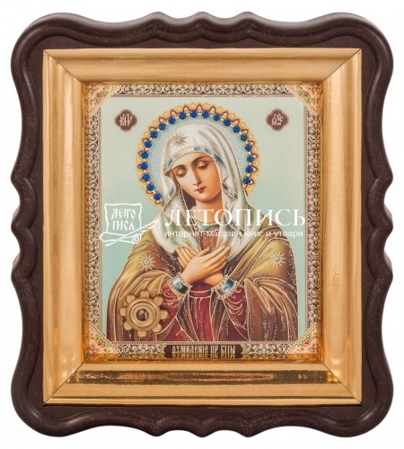 Икона Божией Матери "Умиление" с мощевиком, в фигурной рамке  фото 2