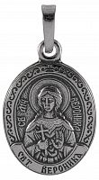 Икона нательная с гайтаном: мельхиор, серебро "Святая Мученица Виринея (Вероника) Едесская"