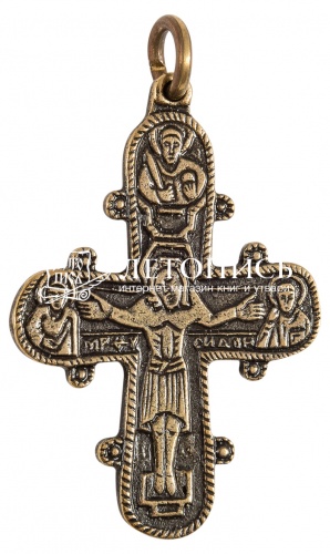 Крест нательный с распятием Иисуса Христа из латуни (арт. 10512)