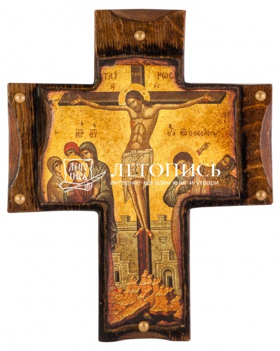 Греческая икона в виде креста с распятием Иисуса Христа