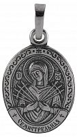 Икона нательная с гайтаном: мельхиор, серебро "Пресвятая Богородица Семистрельная"