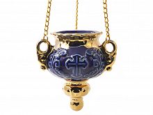 Подвесная керамическая лампада "Царская", синяя (Арт. 17843)