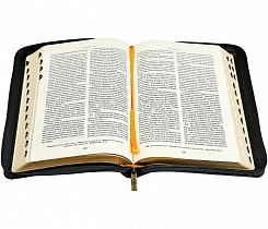 Библия в кожаном переплете на молнии, золотой обрез (арт.07389)