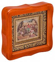 Икона Вход Господень в Иерусалим мученников в фигурной деревянной рамке