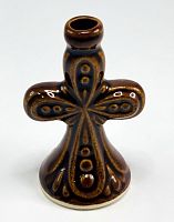 Подсвечник Крест керамический, коричневый