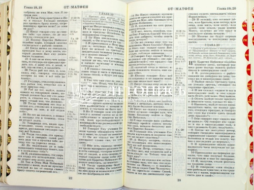 Библия в кожаном переплете, канонические книги, синодальный перевод, золотой обрез с указателями (арт.17397) фото 8