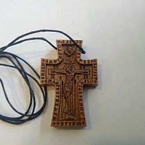 Крест нательный деревянный из груши с гайтаном (арт. 13539)